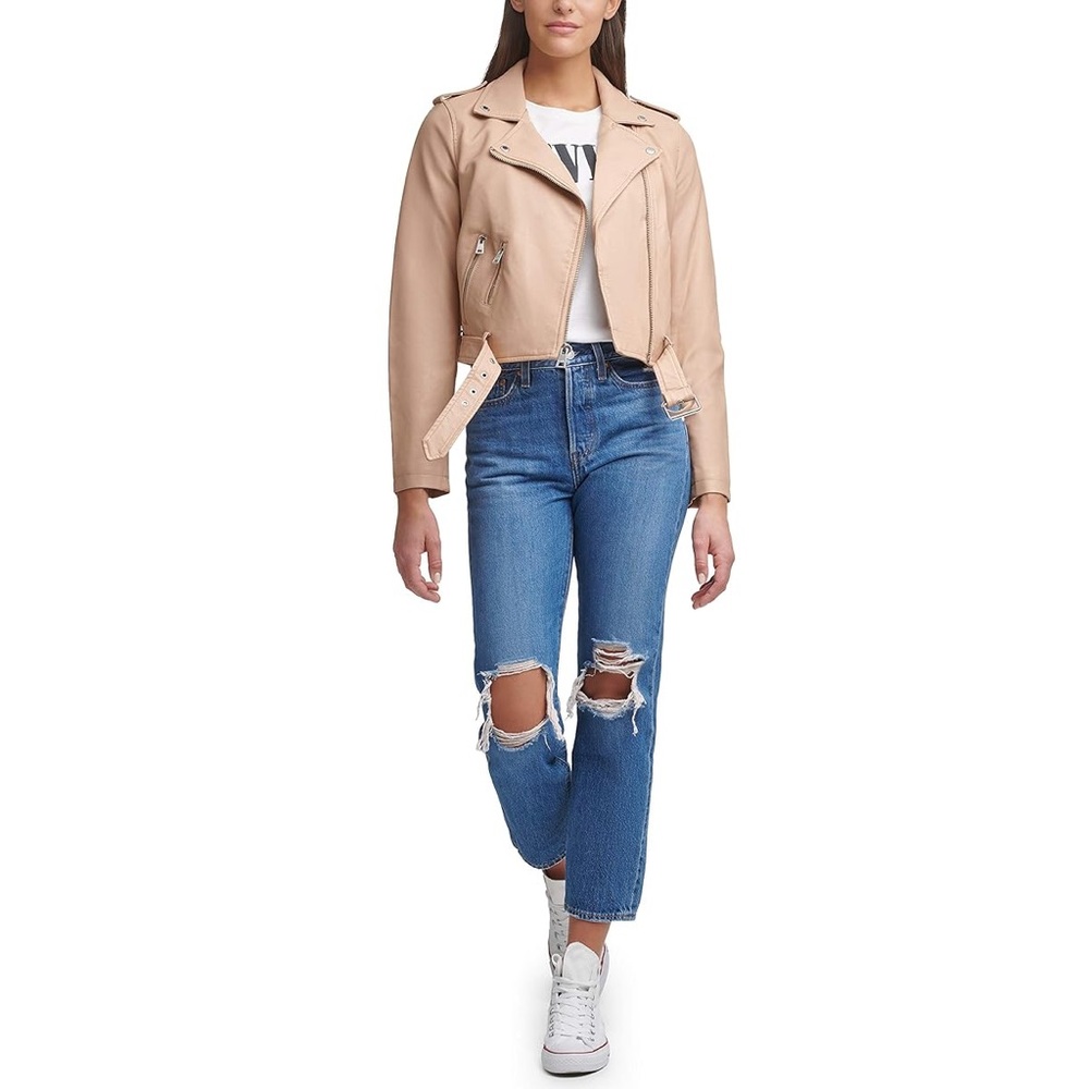 LEVI’S | Water Repellent Faux Leather Fashion Belted Moto Jacket